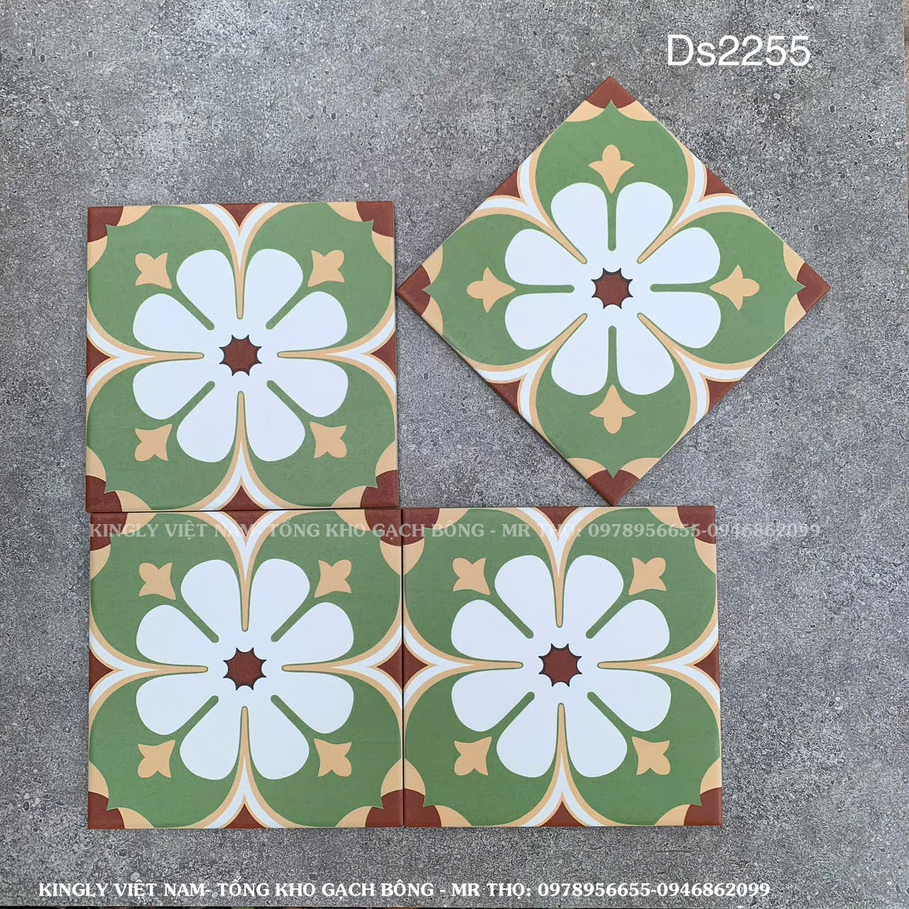 Gạch bông cổ điển 20x20 cm màu xanh FC2255